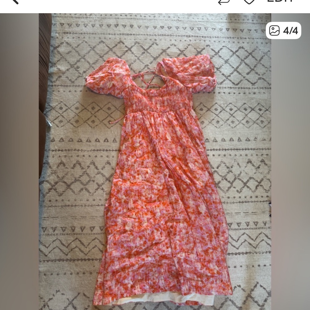Anthropologie Short-Sleeve Smocked
Babydoll Midi Dress - Picture 4 of 4